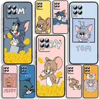 funny tom jerry cat mouse phone case for oppo realme c2 c3 c11 c20 c21 c21y q3s q5i x2 x3 gt neo2 gt2 gt neo3 pro black silicone