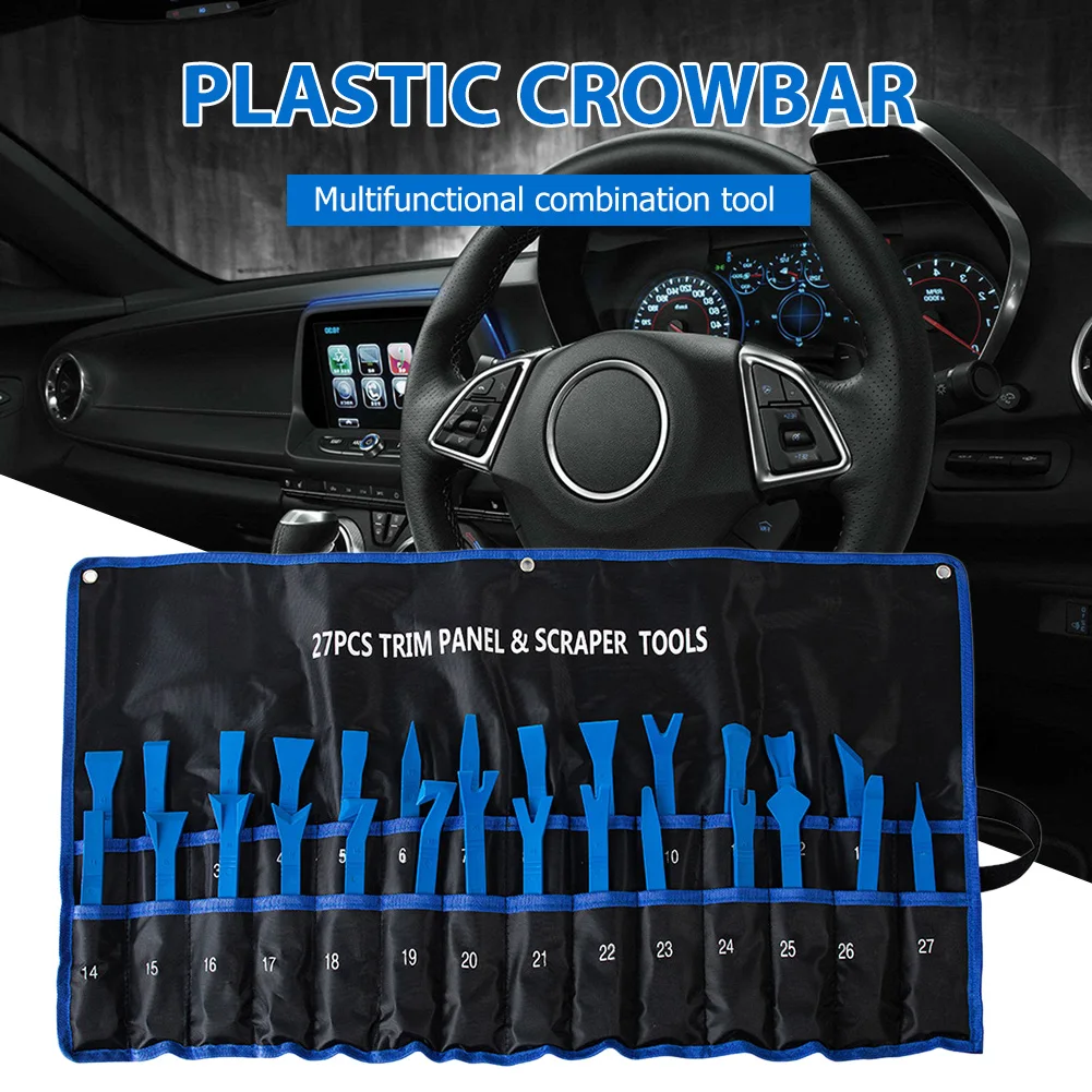 

27pcs Portable Auto Interior Disassembly Car Panel Door Clip Trim Dash Audio Removal Installer Pry Kit Repair Hand Tool