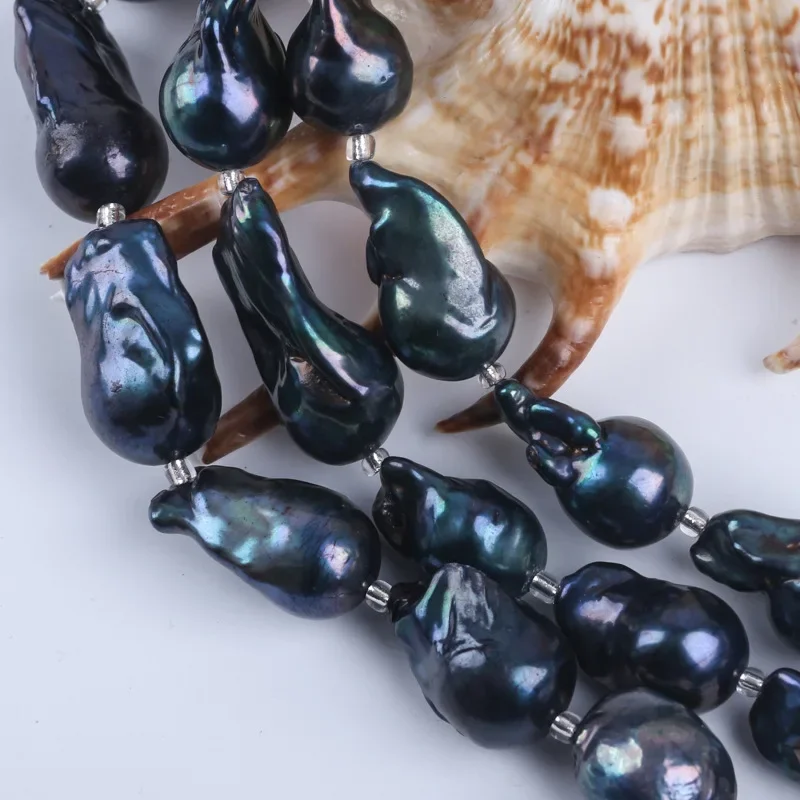 Оптовая продажа черный пресноводный жемчуг в форме огненного шара стиле барокко