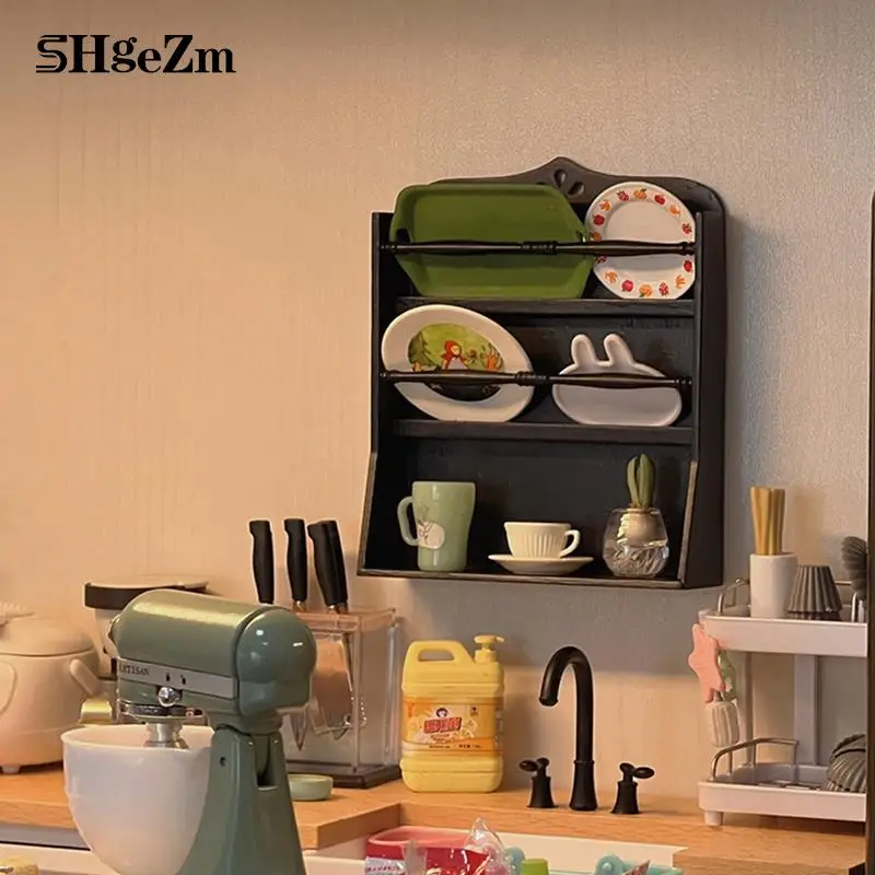 

1/6 Shelf/Bookshelf/storage Rack Solid Wood Cherry Wood Doll House Mini Model