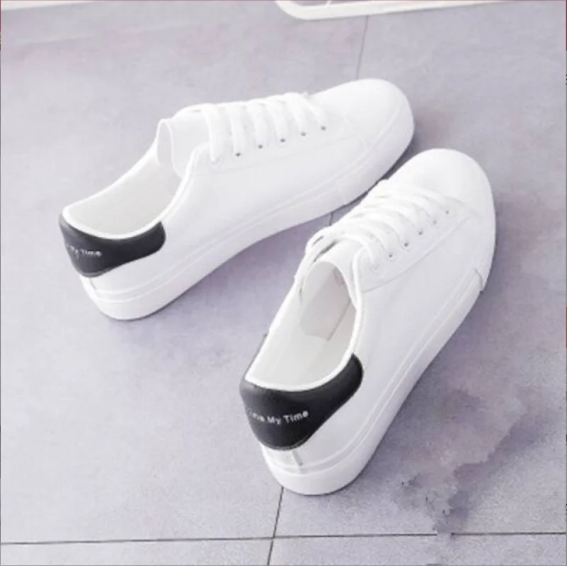 

2022 New Women Sneakers Breathble Vulcanized Shoes Pu Leather Platform Shoes White Lace Up Casual Shoes Zapatos Mujer Canvas