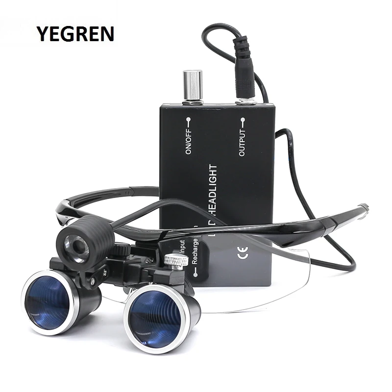 Lupa Dental da Lupa da Cirurgia Médica Lupas 2.5x 3.5x Lupa Binocular Conduziu a Luz Principal Dental Recarregável para a Cirurgia do Dentista