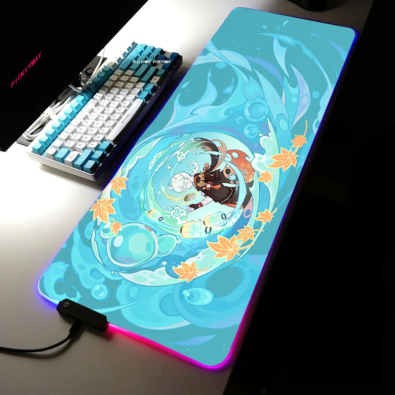 

RGB Genshin Impact Gaming Mouse Pad Computer Mousepad RGB Large LED Mouse Mat PC Gamer XXL Mouse Carpet Mause Pad PC Mousepads