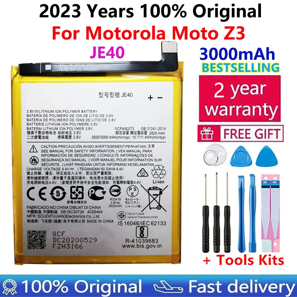 

100% Original New 3000mAh / 11.4Wh JE40 Phone Replacement Battery For Motorola Moto Z3 JE40 Batterie Bateria Batterij batteries