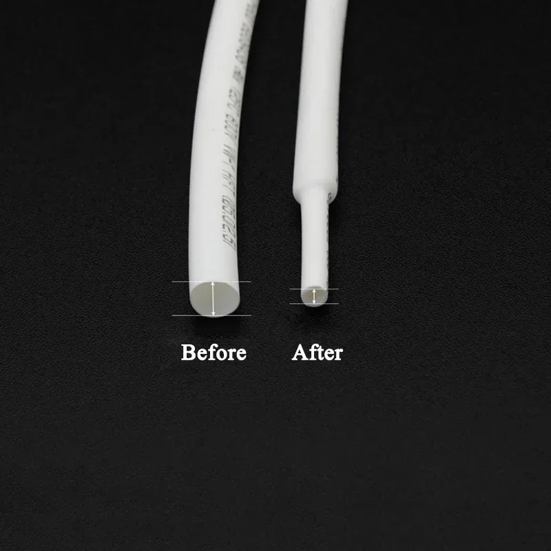 1~10m Heat Shrink Tube 2:1 White Diameter 0.6mm ~ 80mm Polyolefin Tubing Sleeving DIY Wrap Wire Repair Cable Protecctor