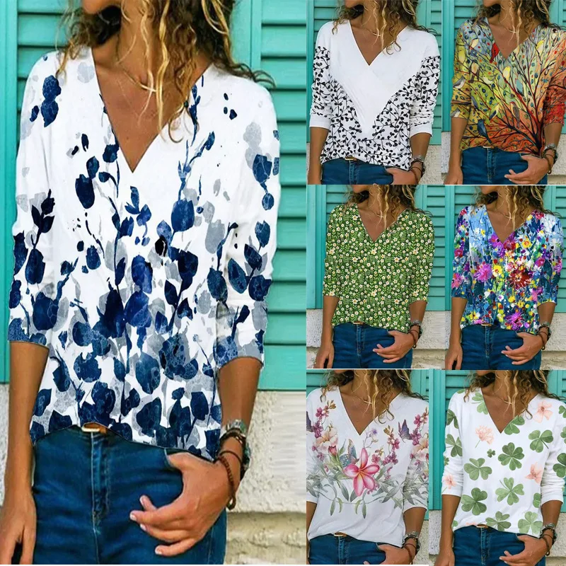 

2022 Street Popular Spring and Autumn New Women's Tops Printed Long-Sleeved Casual T-shirt for Women