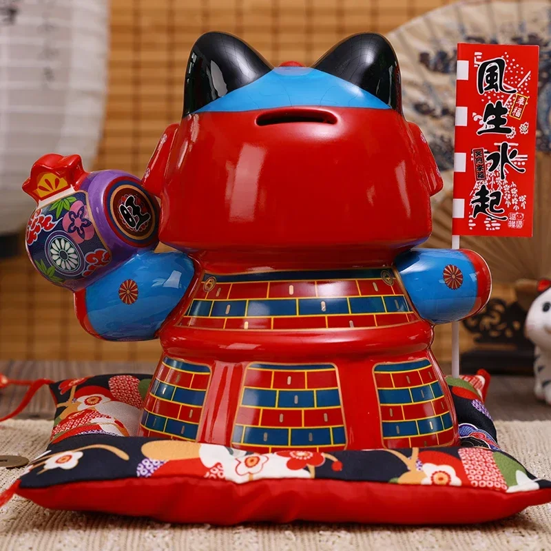 9-дюймовый японский самурайский орнамент керамический Maneki Neko счастливая кошка