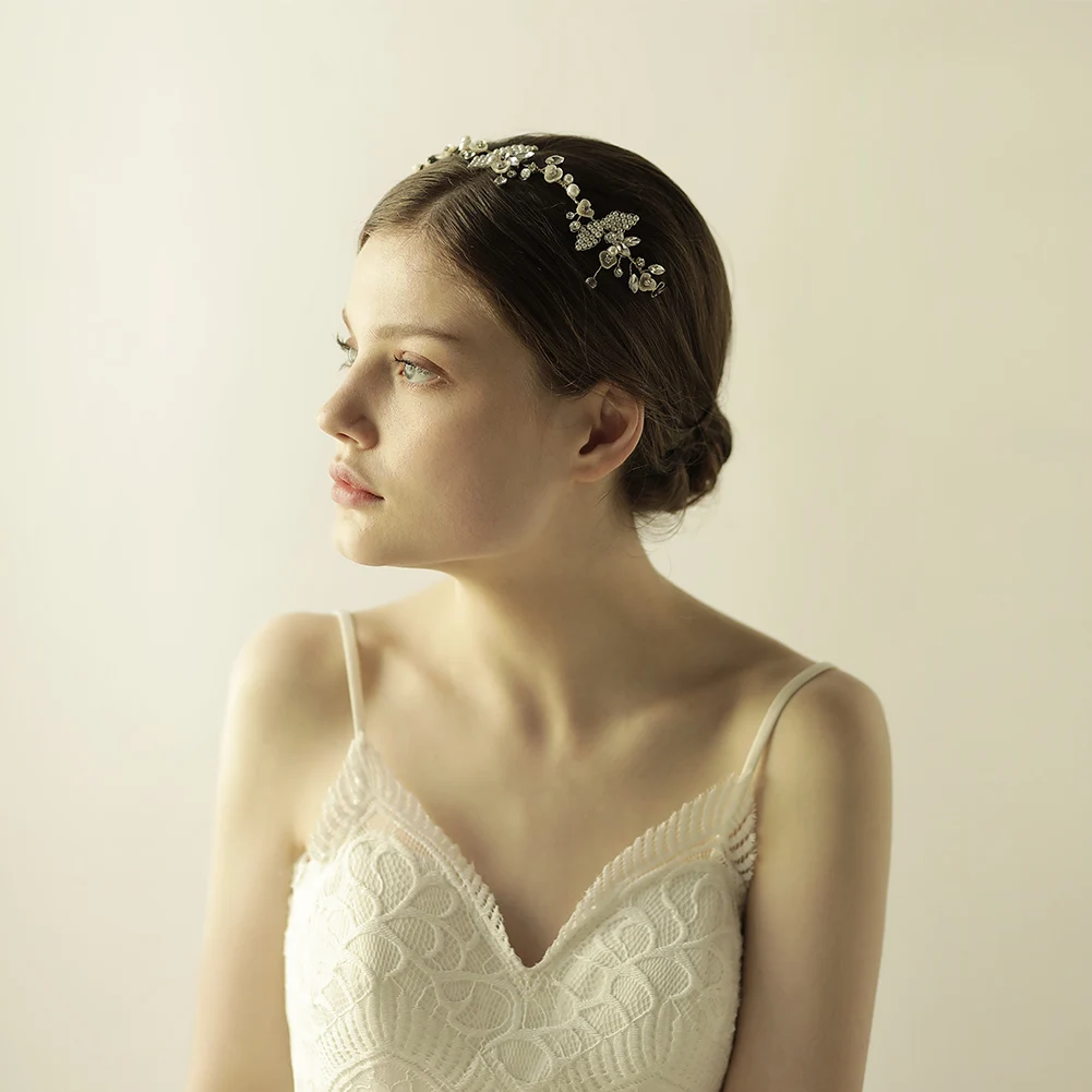 

O822 Luxurious Handmade Wedding Headband Freshwater Pearls Crystal Brides Bridesmaid Headpiece Women Pageant Prom Hairwear