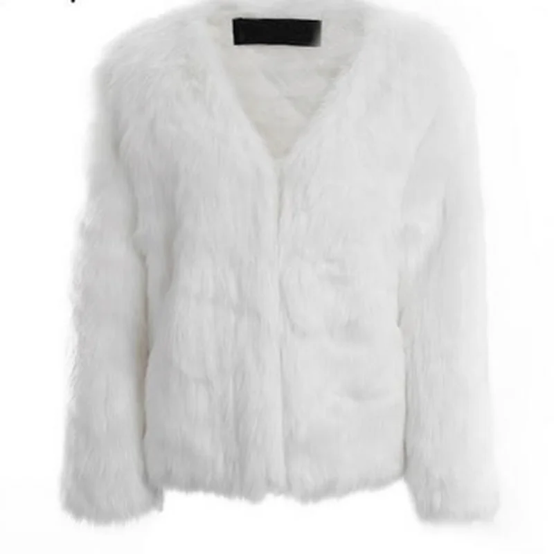New Sexy Women's Mink Fur Rabbit Fur Coat Female Pink and White Artificial Fox Leather Jacket To Keep Warm Short Fur Coat Short