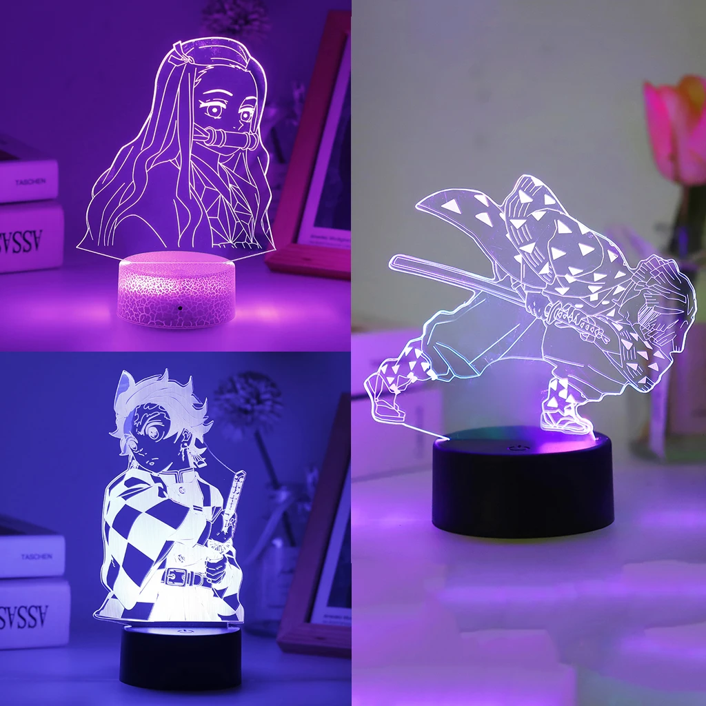 

Demon Slayer Kamado Nezuko 3D Led Night Light For Kid Anime Manga Figure Zenitsu Home Bedroom Desk Lamp Decor Novelty Gift Kanao