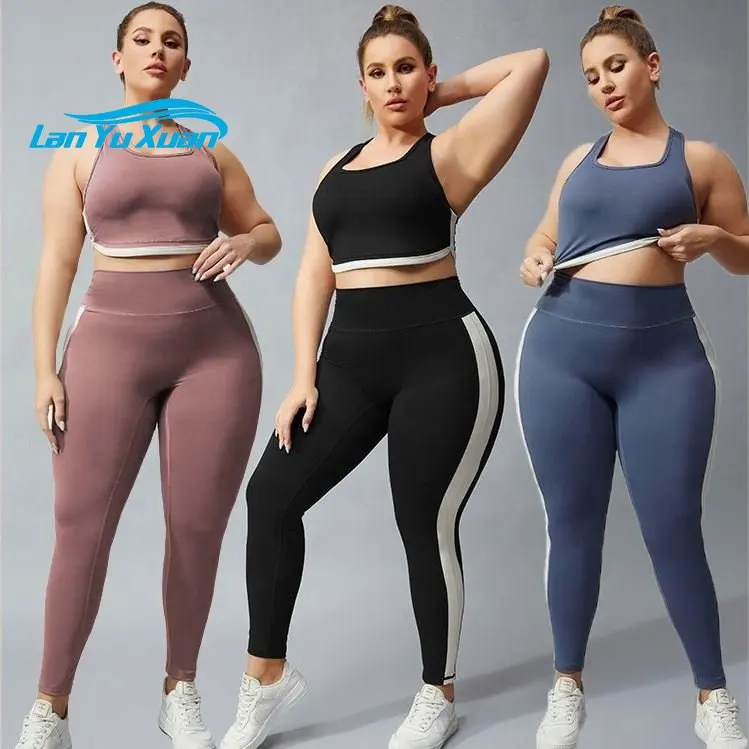 

Оригинальный логотип 4XL Φ активная одежда с высокой талией подтягивающие ягодицы штаны для йоги и спортивный бюстгальтер 2 шт. женские комплекты для йоги большого размера