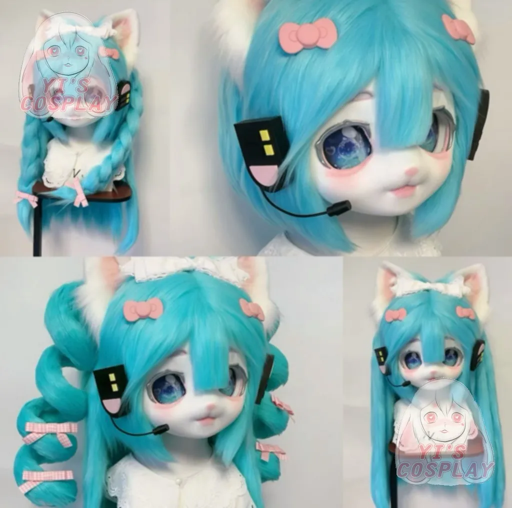 Yis косплей на заказ пушистая голова кигуруми Kemono Fursuit гарнитуры ручной работы Beast