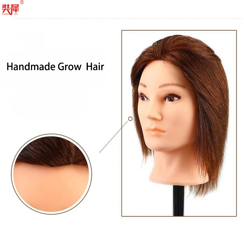 Male Mannequin Head 100% Human Hair Doll Heads Black Color Short Doll Hair Maniquin Head And Stand Salon Hairdressing Products enlarge