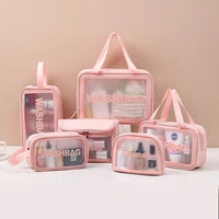 translucent frosted waterproof womens bag organizer for cosmetics makeup storage transparent plastic portable travel accessory