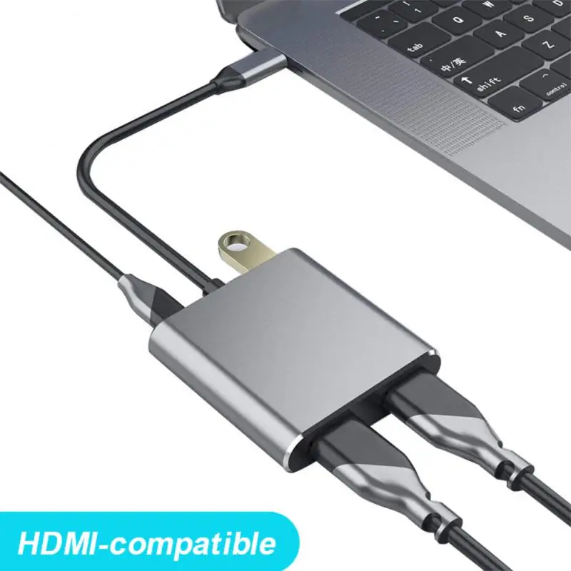 

USB Type-C концентратор 4-в-1 Type-c к двойному HDMI-совместимым/usb3.0/PD док-станция для ноутбука двойной-адаптер