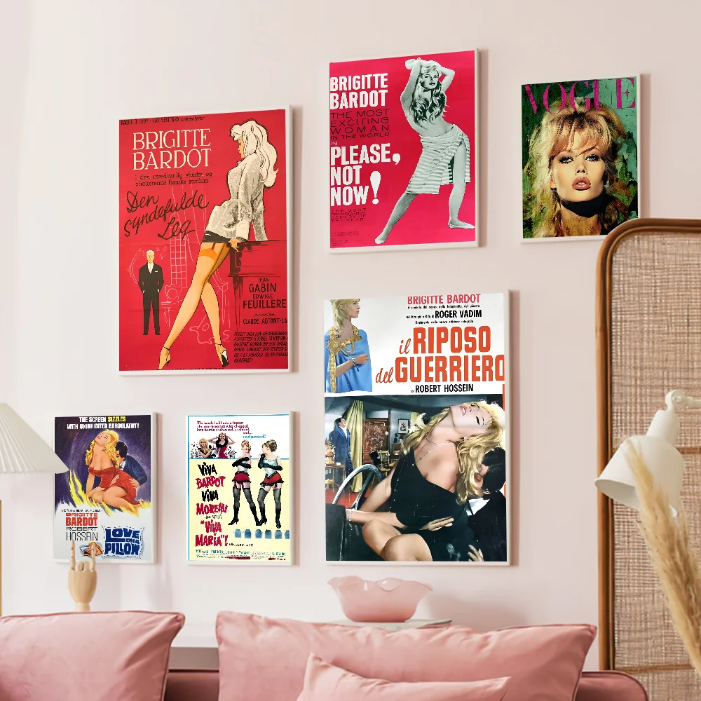 Brigitte Bardot Classic Vintage Posters Whitepaper Prints Artwork Kawaii Room Decor