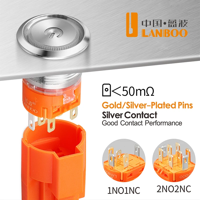 WINDOO 19 мм кнопочный переключатель с плоской головкой запираемый фиксатор или