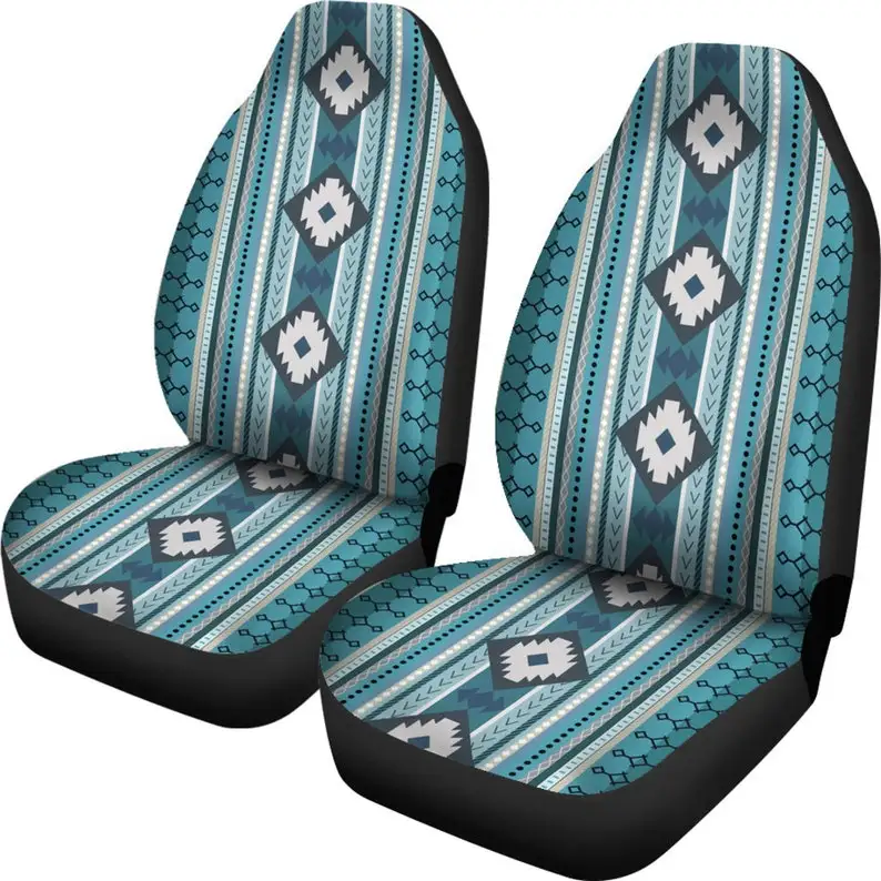 

Boho Turquoise Car Seat Covers (Set of 2 Covers) | Blue Trendy Car Seat Accessories | Custom Covers | Tribal Design For Auto