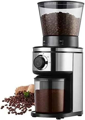 

Bean Burr Mill Grinder, Bean Burr Grinder Electric, Automatic Conical Burr Grinder With 30 Adjustable Grind Settings For 2-12