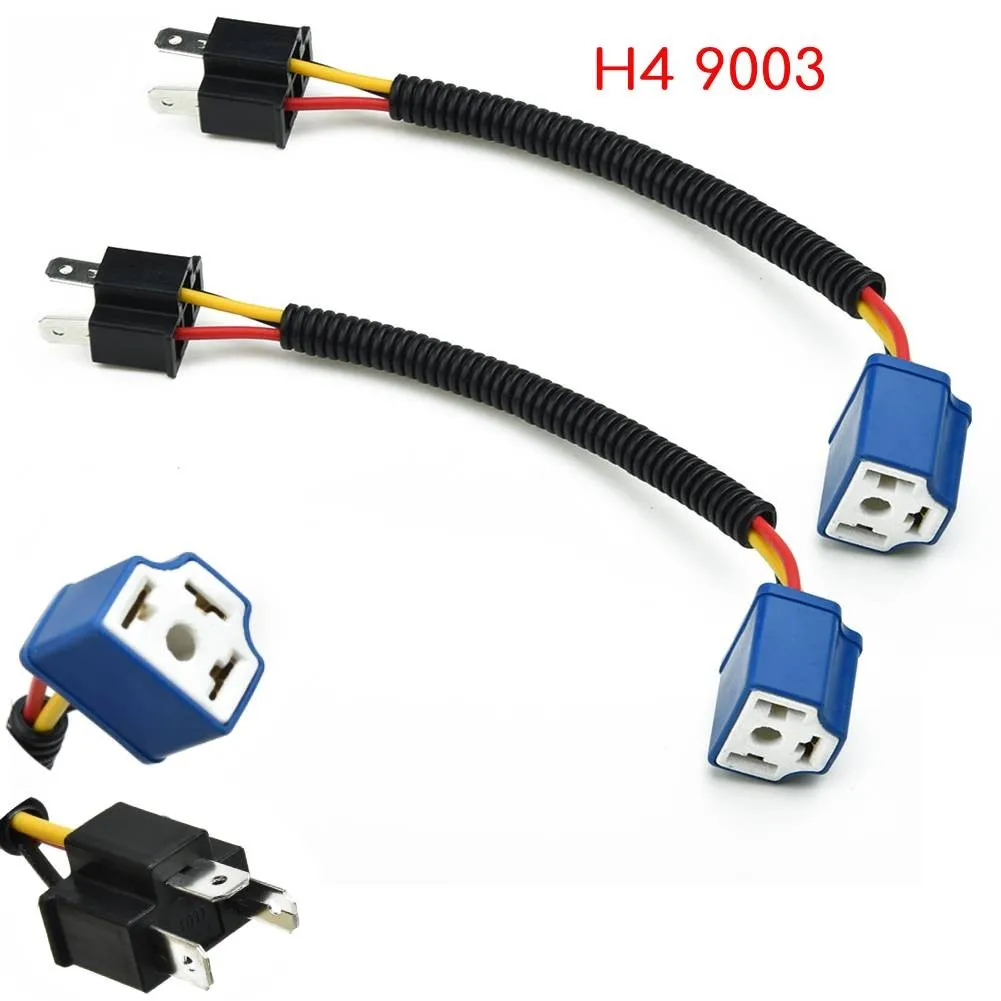 

2X H4 9003 Car Truck Female Male Ceramic Headlight Extension Connector Plug Light Lamp Bulb Socket Adapter Wiring Harness