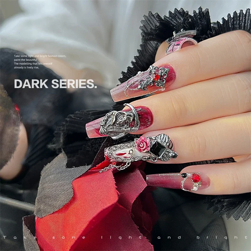 1/2 коробки 3D темнота металлические подвески для ногтей Aolly черный Хэллоуин череп