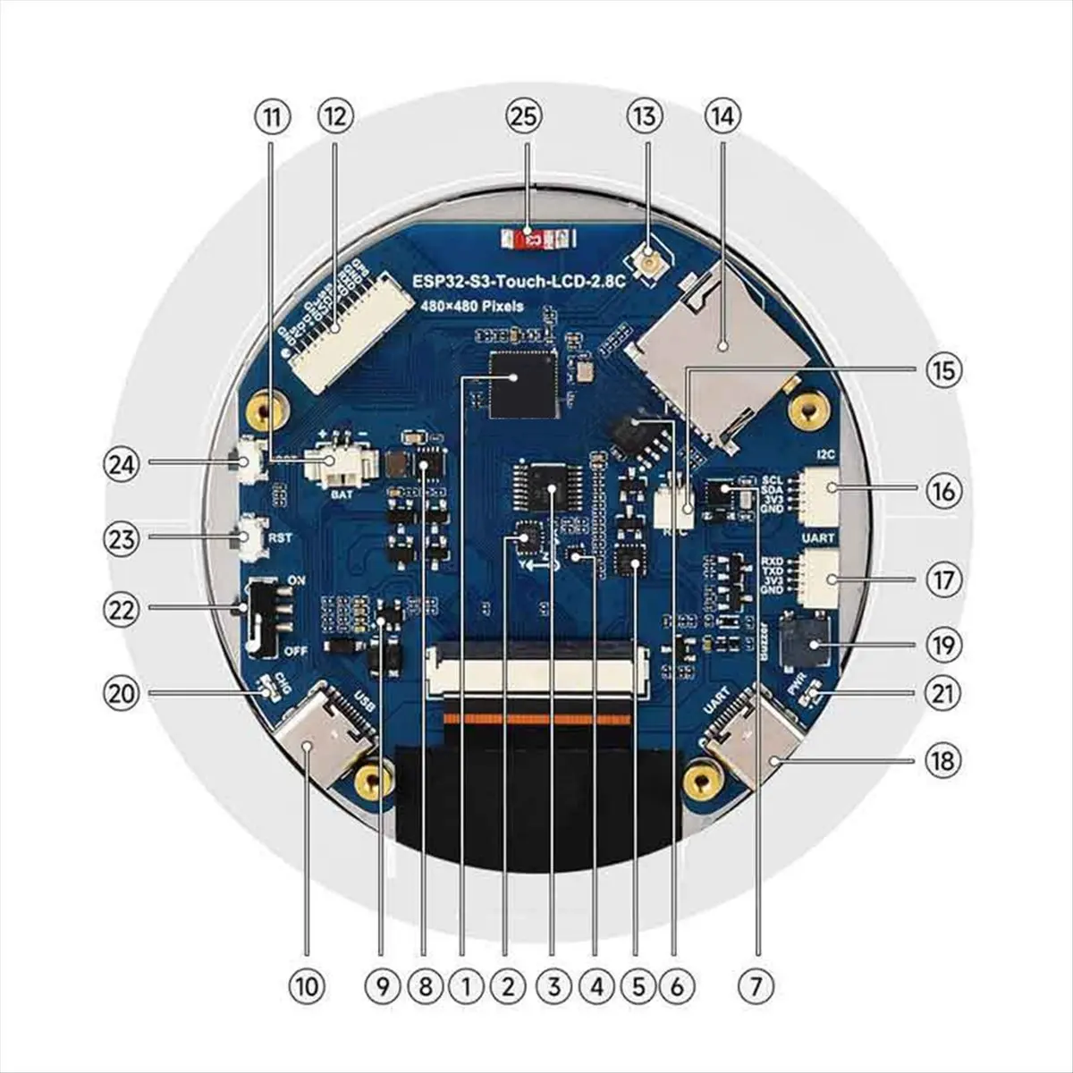 Фото 【A15I】 2.8-дюймовая LCD-плата разработчика с 6-сенсорной системой QMI8658 №5