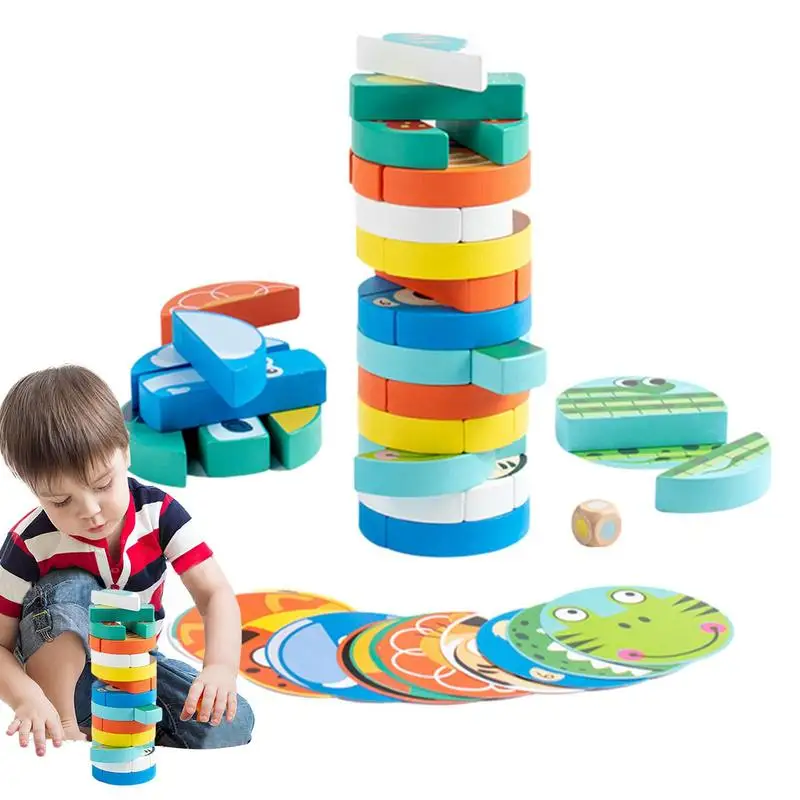 

Деревянные строительные блоки Монтессори, деревянные строительные блоки, безопасные для использования Обучающие игрушки, игры в форме милых животных