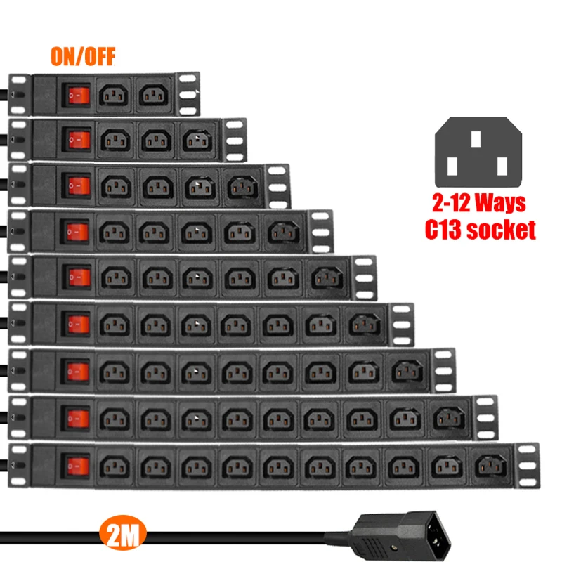 

PDU C13 промышленная 2-метровая Расширительная розетка 16 А 250 В 2/14 блок из алюминиевого сплава удлинитель вилка EU UK US AU C14