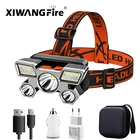 Фонарь налобный портативный, 5 светодиодов, со встроенным аккумулятором 18650, USB, перезаряжаемый