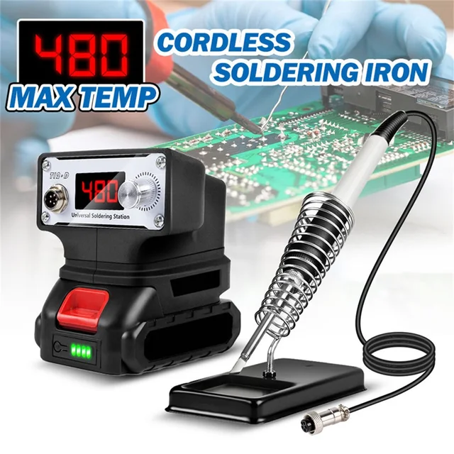 Cordless T12 Soldering Iron Station for Makita/Milwaukee/Dewalt 20V 18V Li-ion Battery Electric Welding Station with LCD Display 4