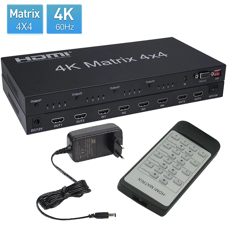 

2323 LSM 4x4 HDMI Ture Matrix 4K 60 Гц HDMI матрица 6x2 4x2 матричный коммутатор 4 в 4 выхода HDMI коммутатор сплиттер Видео Селектор RS232