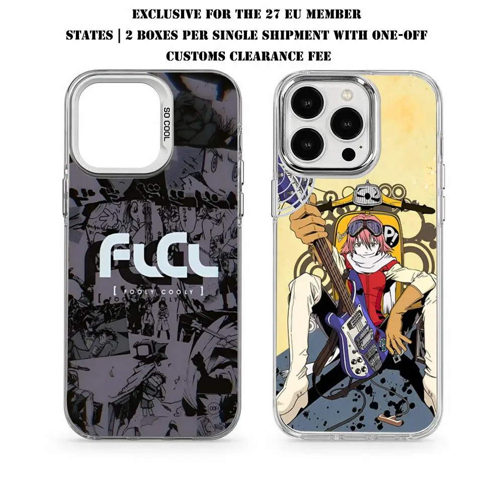 Фото Чехол Fooly Cooly FLCL Anime C-cyber Love для iPhone 17 16 15 14 Pro Max Plus, силиконовый, серебристый, жесткий чехол-накладка №1
