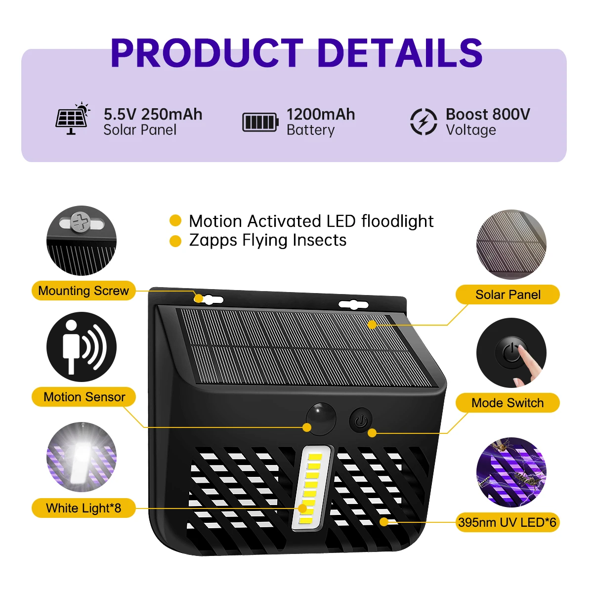 Уличная Лампа-ловушка Для Комаров На Солнечной Энергии Автономная Марка Amaryllis Не