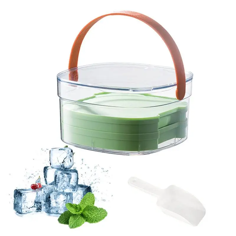 

Ice Cube Maker Tray Spill-Resistant Ice Trays For Freezer Ice Cube Storage Container With Handle Ice Molds Trays With Lid Bin