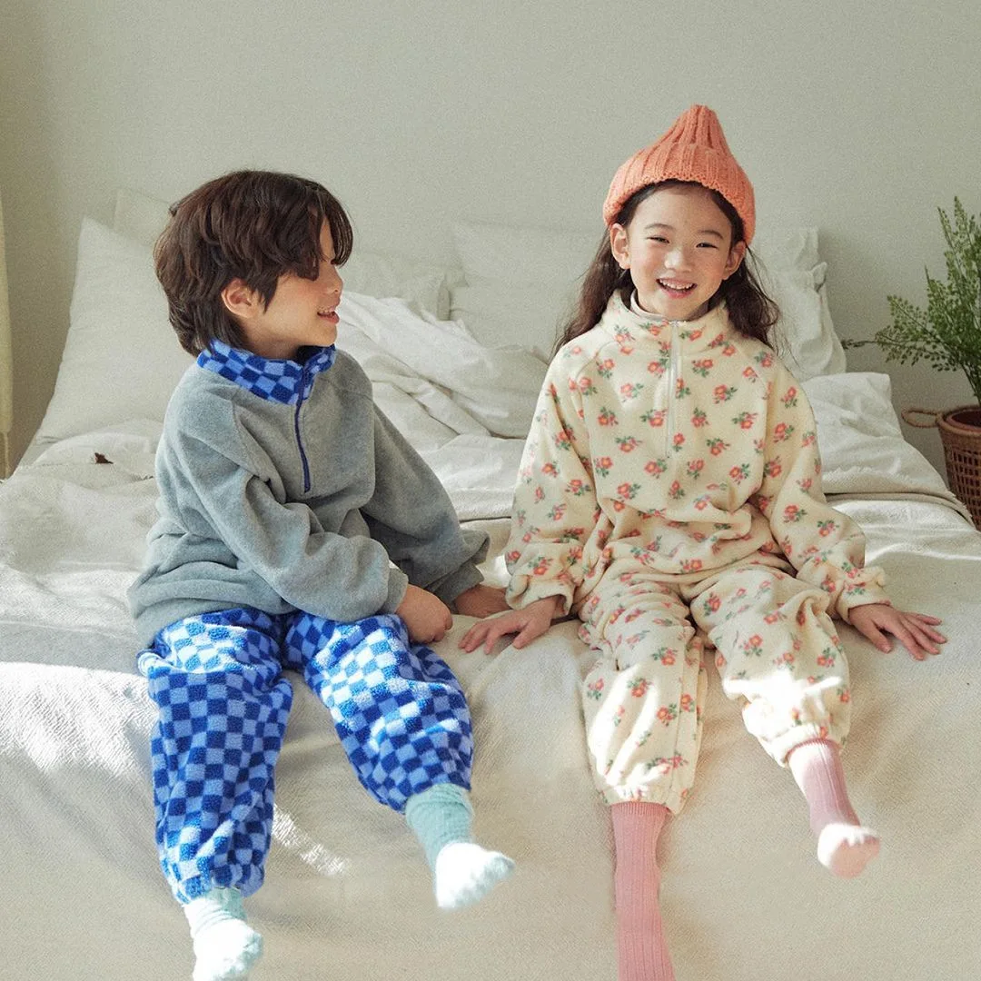 

Осенне-зимний детский флисовый комплект с толстовкой с цветочным принтом для мальчиков и девочек, плотный вельветовый топ + штаны Повседневный хлопковый костюм для малышей из 2 предметов