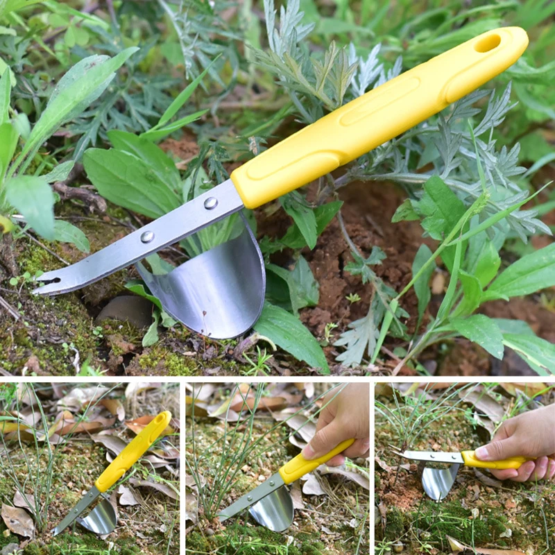

1 Pc Stainless steel Hand Weeder Root Remover Weed Removal Puller Tool Fork Lawn Garden Yard Bonsai Farmland Tools 20.8cm