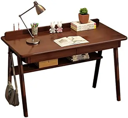 

Solid Wood Desk Mid Century Modern Desk, Wide Wooden Desk Home Office Computer Desk, Simple Walnut Wood Desk Solid Wood Writing