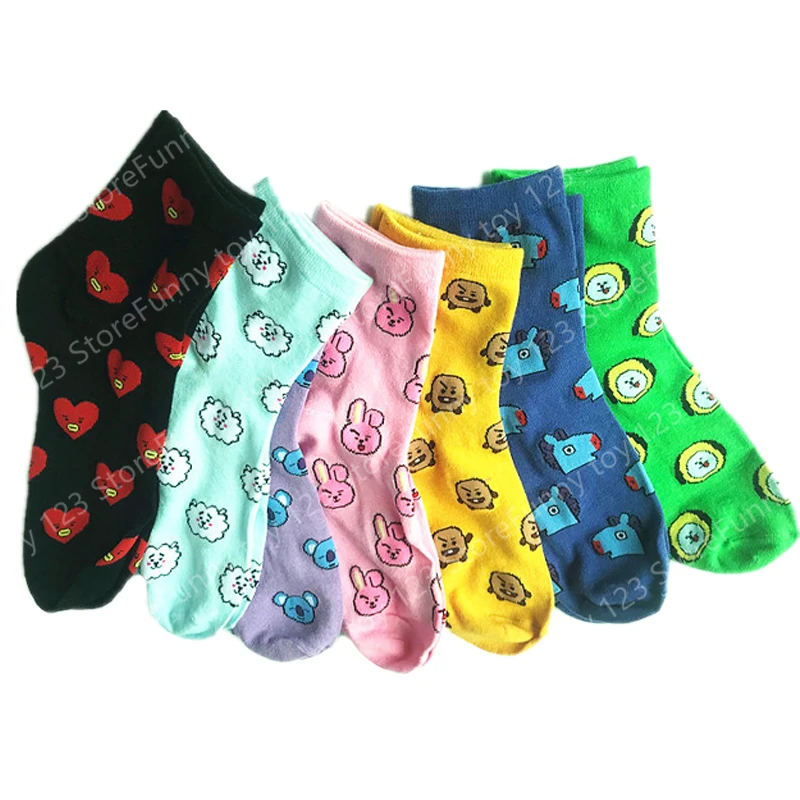 

Cartoon Kpop Shallow Mout Socks Kawaii Korean Bt21 Biscuit Puppy Cotton Short Sock Breathable Non-Slip for Children Adults Gifts