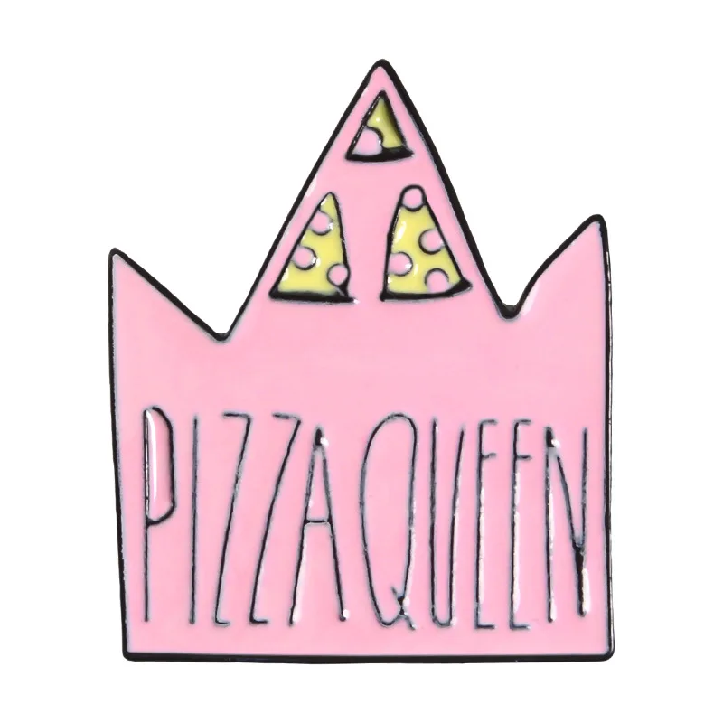 

Pink Princess Crown High Heel Pizza Fashionable Creative Cartoon Brooch Lovely Enamel Badge Clothing Accessories
