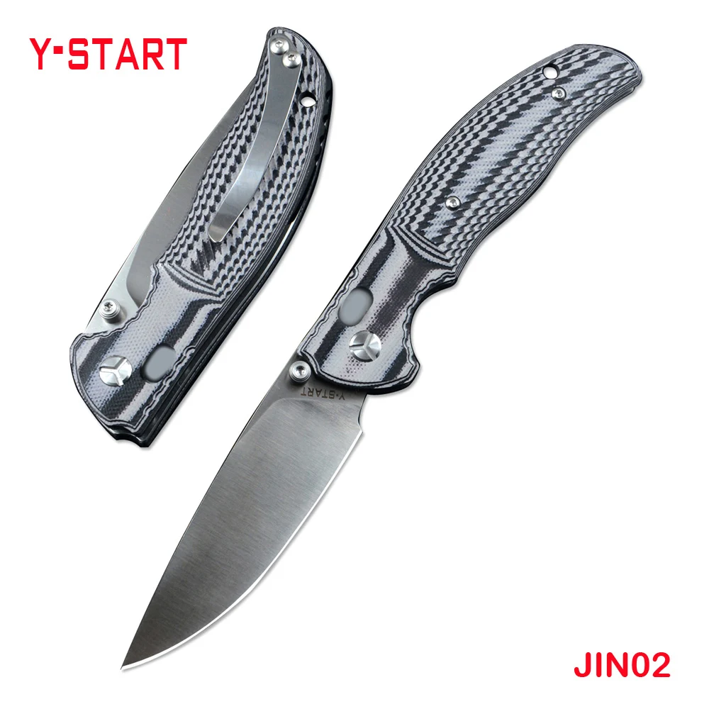 

Y-START JIN02 D2 Satin Blade Ball Bearing Washer G10 Handle Outdoor Axial Folding Knife 3 Colors Hunting EDC Pocket