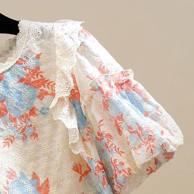 Блузка Matakawa женская с пышными рукавами винтажная Милая цветочным принтом и