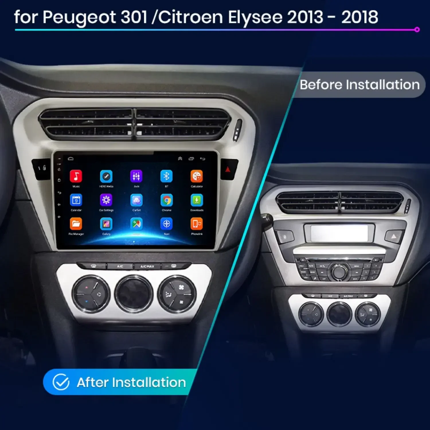 Фото Для Peugeot 301 Citroen Elysee 2013-2018 Android 14 Carplay 2Din автомобильный радиоприемник 8 ядер 4G WIFI авторадио мультимедийный видеоплеер №2
