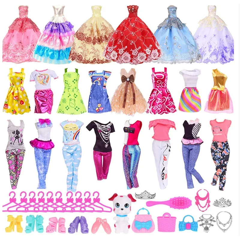 

71 PCS/Set Barbiees Doll Clothes Handmade Doll Outfit Shoes Bags Necklace Accessories For 11.8Inch Barbiees &BJD Doll Girl`s Toy