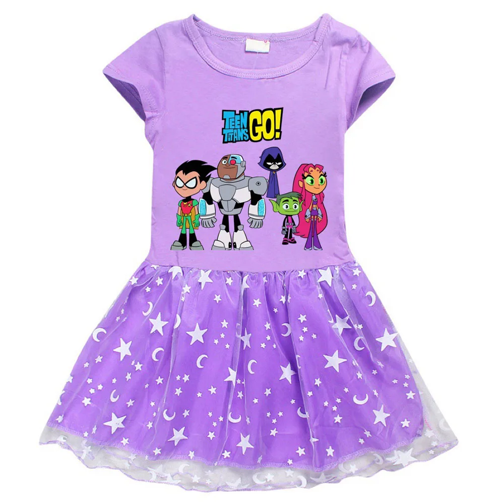 

Kids Girls Clothing Baby Girl Teen Titans GO Dresses Cartoon Children Sport Causal Dress Costume for 3-8 Years Kids Clothes