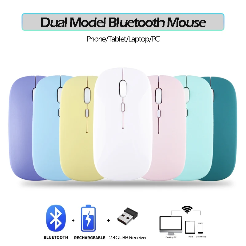 

Silent Wireless Mouse Rechargeable Dula Model Tablet Bluetooth-compatible Mouse for iPad/Samsung/Huawei Laptop Mice 2.4G Mause