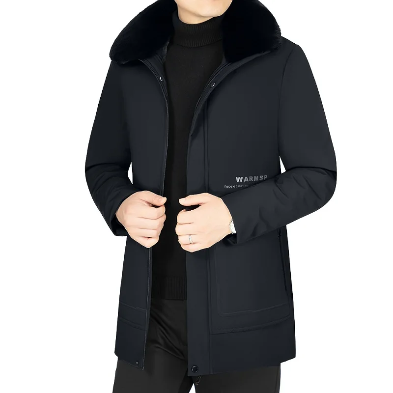 Fashion Men Winter Parkas Plush Lined Down Jacket Winter Wind-Resistant Male Overcoat Business Jacket Roupas Masculinas Hot Sale