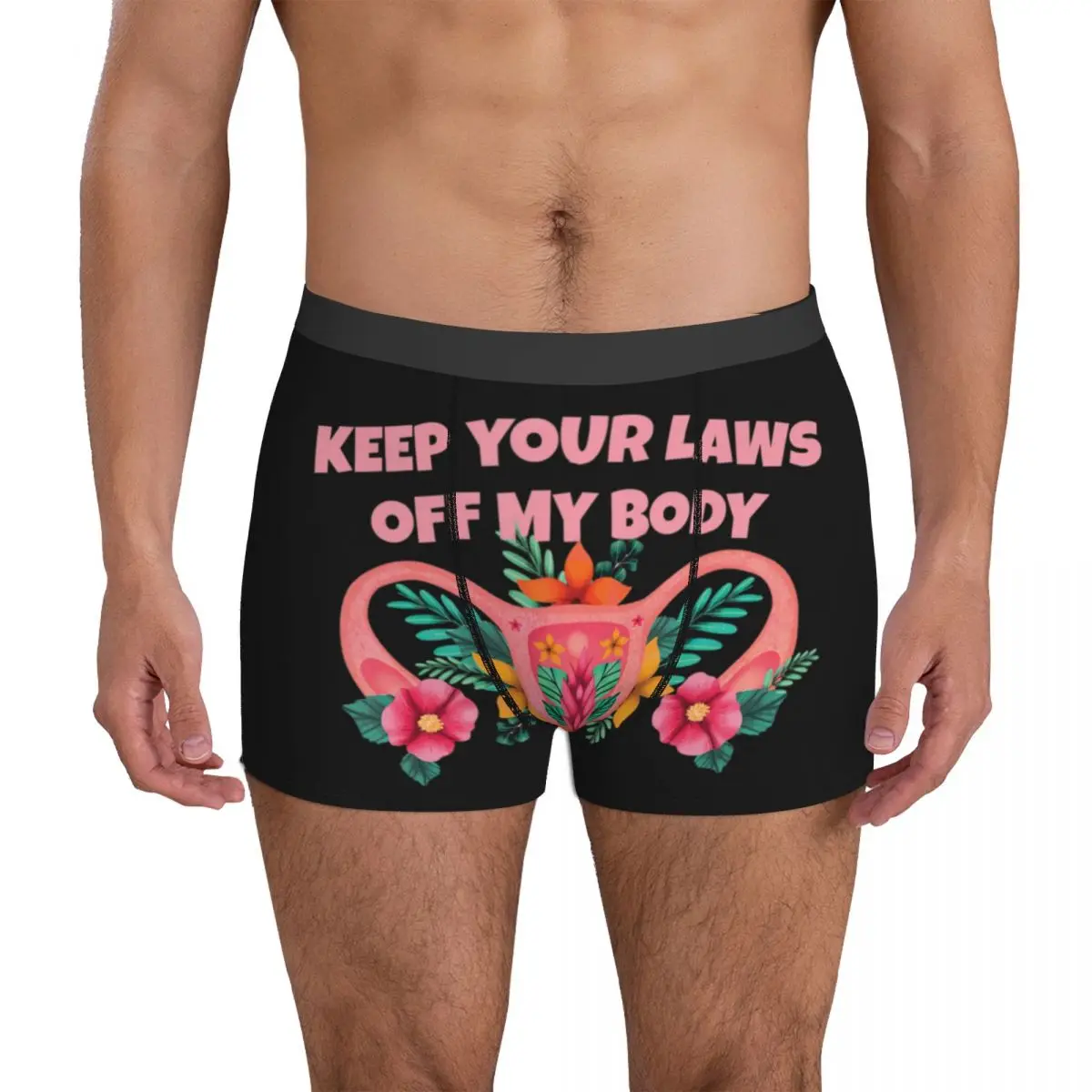 Keep Your Laws Off My Body Feminist Abortion Underwear Our Bodies Our Choice 3D Pouch Hot Trunk Design Boxer Brief Breathable