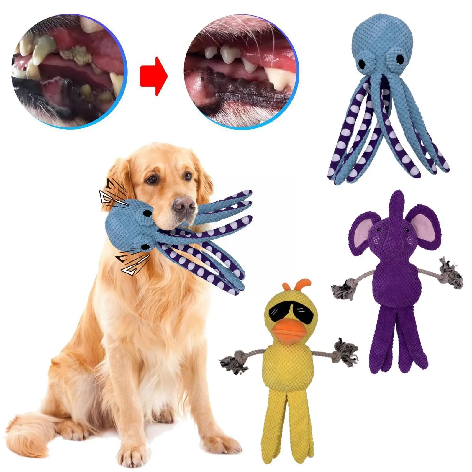 

Pet Plush Toy Dog Voice Octopus Puzzle Toy Bite Toy Supplies Pet Teeth Chew Interactive Durable Dog Resistant Pet Clean C4o7