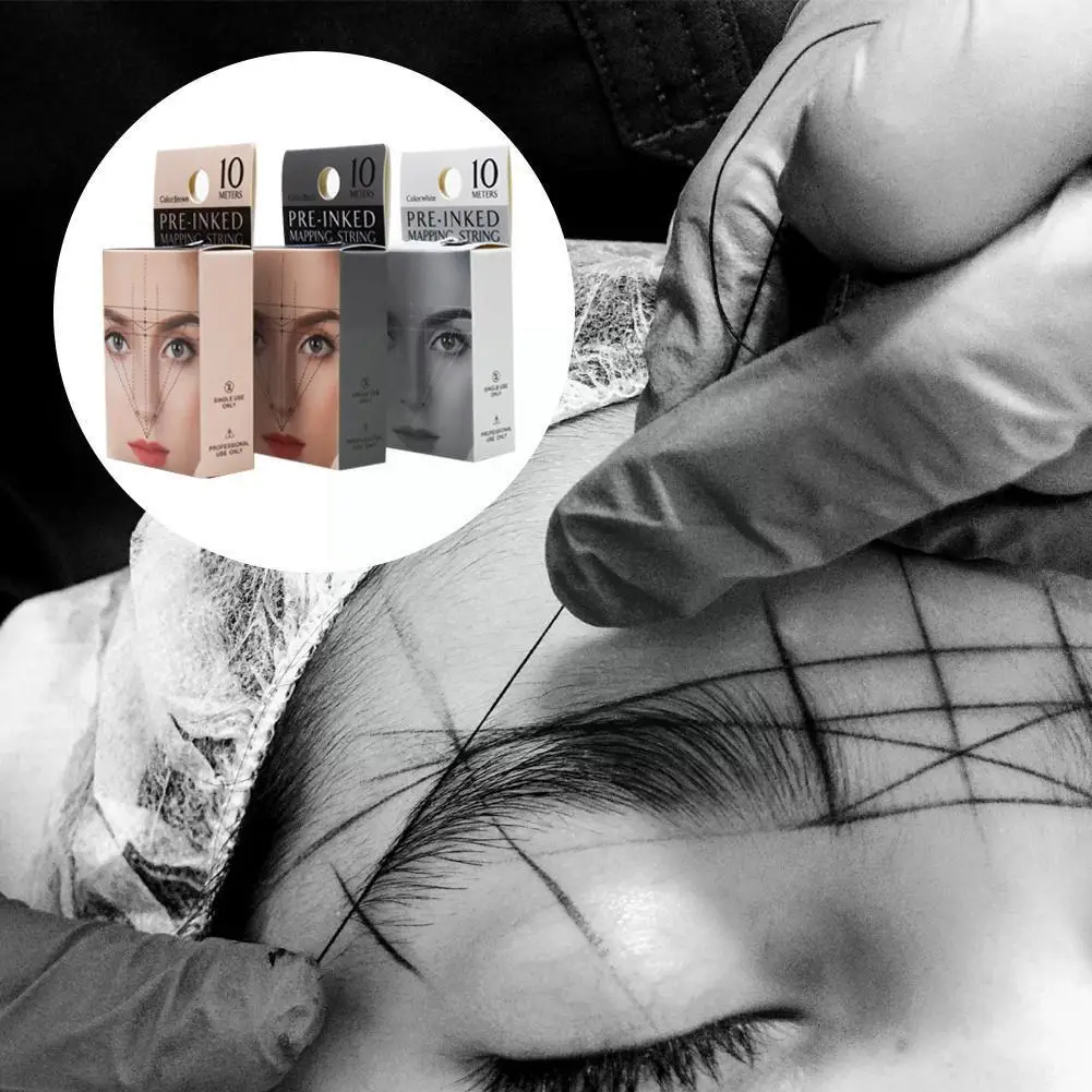 

10m Tattoo Thread Eyebrow Marker Thread Tattoo Brows Thread Pre-Inked Tattoo Point Inked String Makeup Mapping Pre Brow Eye H2V5
