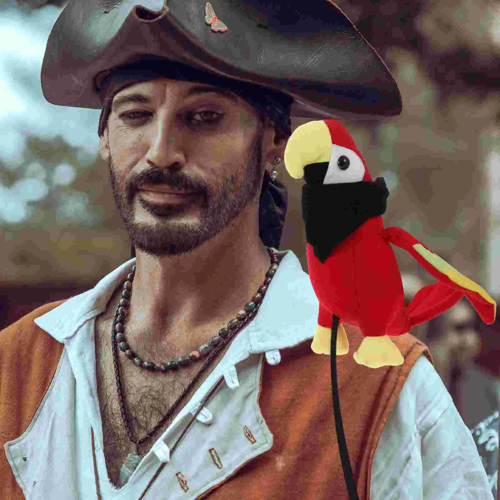 Мягкий попугай игрушки на Хэллоуин аксессуар для костюма пирата модель птицы